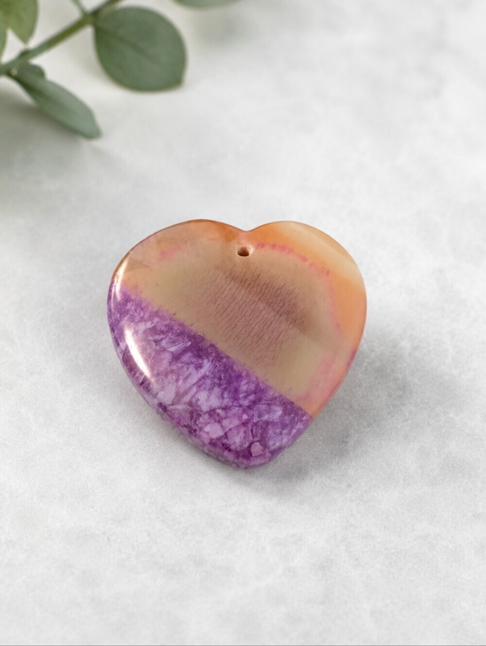 Purple And Orange Druzy Agate Heart Pendant Gemstone Focal Bead DIY